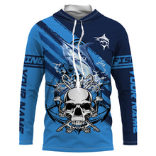 Load image into Gallery viewer, Personalized Marlin Fish reaper Anchor Saltwater blue sea UV Long Sleeve Performance Fishing Shirts NQS3813