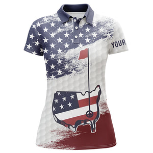 American flag golf shirts custom name Womens golf polos shirts, patriot golf gifts for golf lovers NQS4609