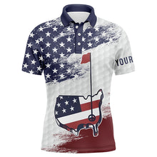 Load image into Gallery viewer, American flag golf shirts custom name Men golf polos shirts, patriot golf gifts for golf lovers NQS4609
