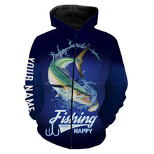 Load image into Gallery viewer, Fishing Makes Me Happy King Mackarel Fishing 3D All Over printed Customized Name Shirts For Adult And Kid NQS320