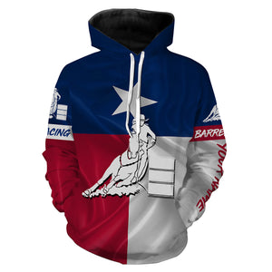 Texas barrel racing Texas flag patriotic Custom Name equestrian clothing, gift for horse lovers NQS3259