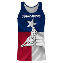 Load image into Gallery viewer, Texas barrel racing Texas flag patriotic Custom Name equestrian clothing, gift for horse lovers NQS3259