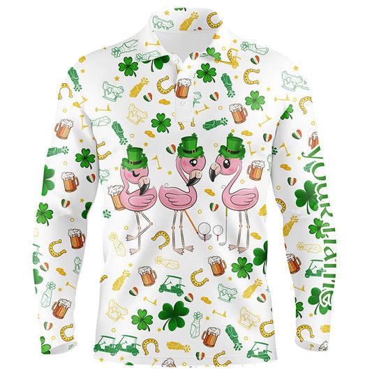 Mens golf polo shirts custom st patrick's day pattern golf clothes flamingo golf polos NQS7201