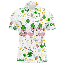 Load image into Gallery viewer, Mens golf polo shirts custom st patrick&#39;s day pattern golf clothes flamingo golf polos NQS7201