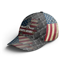 Load image into Gallery viewer, American flag golf sun hats for men, custom name hats Adjustable Unisex Baseball golf hats NQS3362