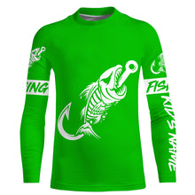 Load image into Gallery viewer, Customized Green Fish hook skull reaper sun protection performance long sleeve fishing shirts NQS3521