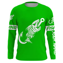 Load image into Gallery viewer, Customized Green Fish hook skull reaper sun protection performance long sleeve fishing shirts NQS3521