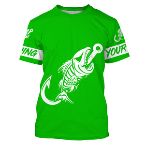 Customized Green Fish hook skull reaper sun protection performance long sleeve fishing shirts NQS3521