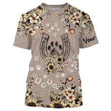 Load image into Gallery viewer, Horse dog paw horse flowers Customize horse Shirts, leggings, gift For Horse Lovers NQS2706