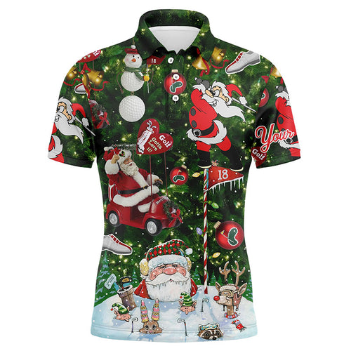 Funny Christmas golf shirt custom name Mens golf polo shirt - Santa Golfer Christmas gifts NQS4212