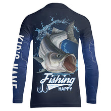 Load image into Gallery viewer, Fishing Makes Me Happy Striped Bass (Print On Back) Fishing 3D All Over printed Customized Name Shirts NQS326