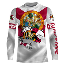 Load image into Gallery viewer, Fish skeleton reaper Florida flag custom name sun protection long sleeve fishing shirts jerseys NQS3835