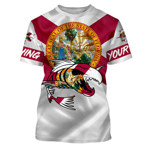 Fish skeleton reaper Florida flag custom name sun protection long sleeve fishing shirts jerseys NQS3835