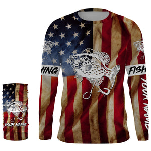 Personalized Crappie Fishing American Flag patriotic  performance Fishing Shirts NQS1381
