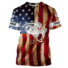 Load image into Gallery viewer, Personalized Crappie Fishing American Flag patriotic  performance Fishing Shirts NQS1381