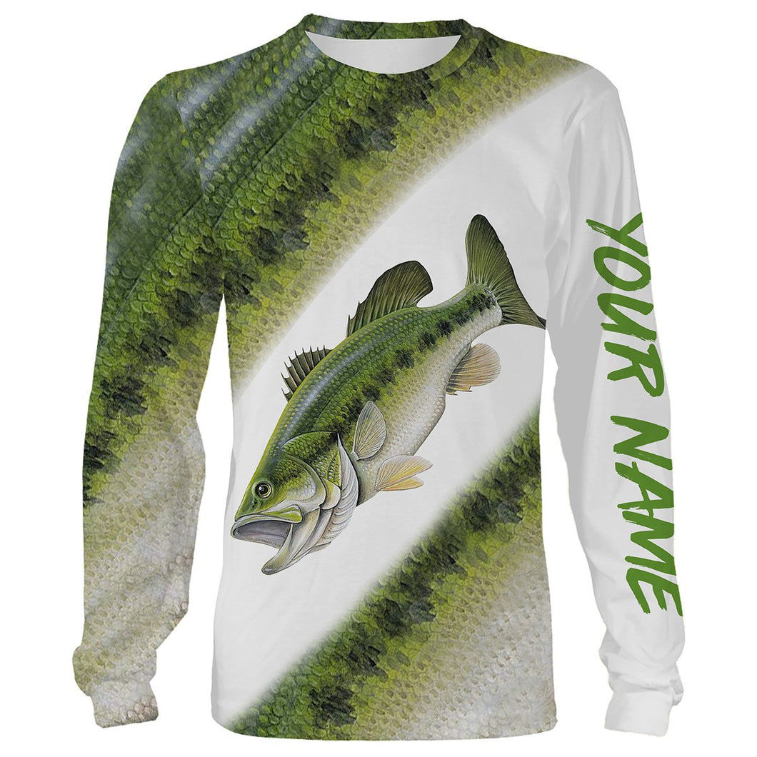Bass Scale Fishing Customize Name Long sleeves Shirts For Men And Women Personalized Fishing NQS248