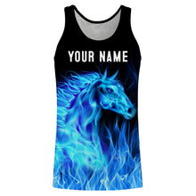 Load image into Gallery viewer, Blue fire horses Custom Horse Shirts personalized equestrian clothing, gifts for horse lovers NQS3278