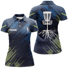 Load image into Gallery viewer, Green and blue Women disc golf polo shirts custom disc golf team disc golf jersey NQS6275