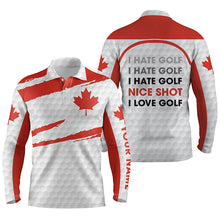 Load image into Gallery viewer, Mens golf polo shirts Canada flag patriot custom name I hate golf nice shot I love golf NQS4232