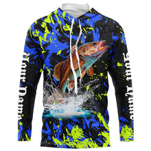 Load image into Gallery viewer, Redfish puppy drum fishing green blue camo Custom performance long sleeve fishing shirt jerseys NQS7218