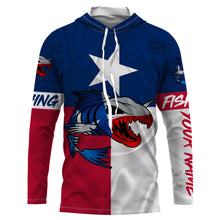 Load image into Gallery viewer, Fish skeleton reaper Texas flag custom name sun protection long sleeve fishing shirts jerseys NQS3859