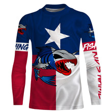 Load image into Gallery viewer, Fish skeleton reaper Texas flag custom name sun protection long sleeve fishing shirts jerseys NQS3859