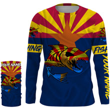 Load image into Gallery viewer, Fish skeleton reaper Arizona flag custom name sun protection long sleeve fishing shirts jerseys NQS3860