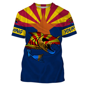 Fish skeleton reaper Arizona flag custom name sun protection long sleeve fishing shirts jerseys NQS3860