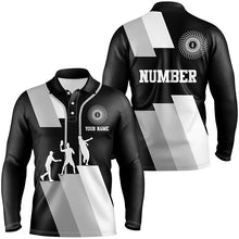 Load image into Gallery viewer, Black and white Mens disc golf polo shirts custom disco golf outfit, personalized disc golf gifts NQS6753