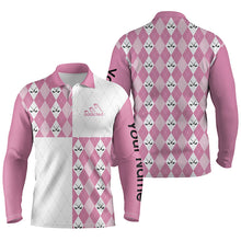 Load image into Gallery viewer, Golf addicted Mens golf polo shirts custom pink white golf ball clubs pattern, team golf shirts NQS4251