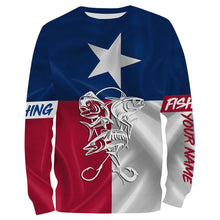 Load image into Gallery viewer, Mahi Mahi, Tuna, Wahoo Saltwater fishing Texas Flag custom name fishing shirts NQS413