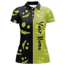 Load image into Gallery viewer, Black and lime green Halloween pumpkin Women golf polo shirt custom team golf jerseys for ladies NQS6509