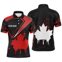 Load image into Gallery viewer, Black Mens golf polo shirts Canada flag maple leaf custom team golf shirts, Canadian patriot golf tops NQS7233