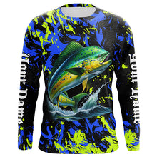 Load image into Gallery viewer, Mahi mahi fishing green blue camo Custom UV protection performance long sleeve fishing shirt jerseys NQS7123