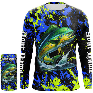 Mahi mahi fishing green blue camo Custom UV protection performance long sleeve fishing shirt jerseys NQS7123