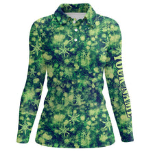 Load image into Gallery viewer, Green Christmas pattern Womens golf polo shirts custom best ladies golf wear, golfing gifts NQS6527