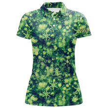 Load image into Gallery viewer, Green Christmas pattern Womens golf polo shirts custom best ladies golf wear, golfing gifts NQS6527