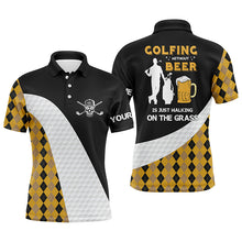 Load image into Gallery viewer, Funny golf shirt for men custom name golfing without beer is just walking on the grass golf polo shirt NQS4644