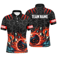 Load image into Gallery viewer, Mens Bowling polo shirts Custom black red flame bowling shirt, Bowling Team Jerseys gift for bowlers NQS7126