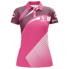 Load image into Gallery viewer, Pink Womens golf polos shirts custom name golf tops for ladies, personalized unique golf gifts NQS7128