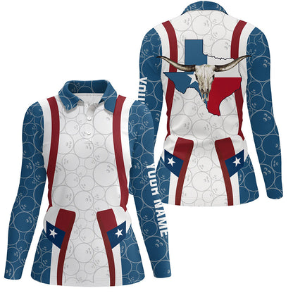 Texas Flag Longhorn Bowling Shirts For Women Bowling Team League Jersey Custom Bowling Polo Shirts NQS6537