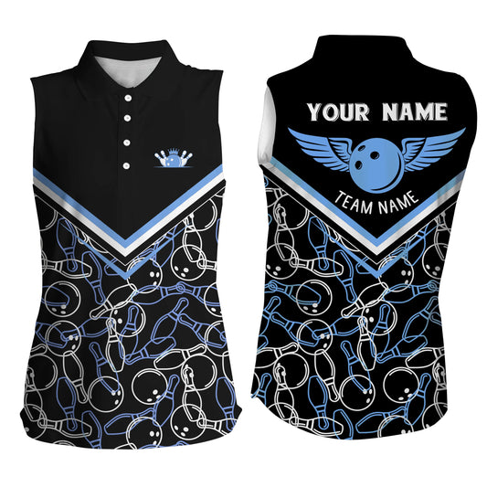 Custom sleeveless bowling shirt for women – personalized team jersey front view