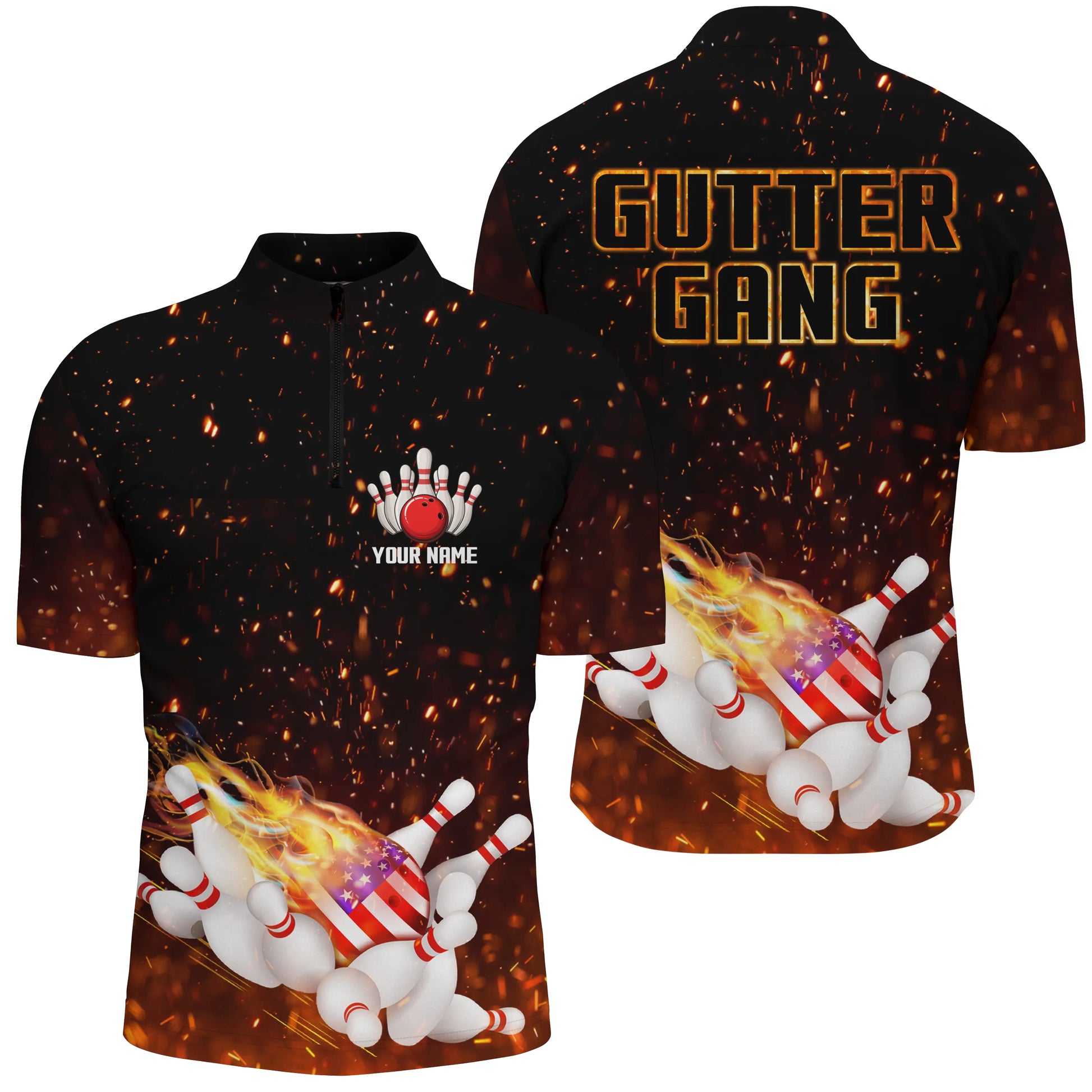 Custom bowling shirt for men – personalized team jersey front view