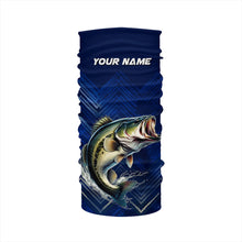 Load image into Gallery viewer, Largemouth Bass fishing blue camo Custom UV protection performance long sleeve fishing shirt NQS7159