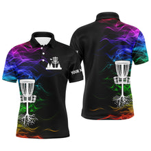 Load image into Gallery viewer, Rainbow smoke black Mens disc golf polo shirts custom team disc golf basket best mens golf wears NQS6341