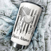 Load image into Gallery viewer, 1PC Golf ball clubs American flag patriot custom name Stainless Steel Tumbler Cup - Golfing gifts NQS4115