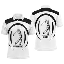 Load image into Gallery viewer, Men golf polo shirts black and white golfer custom name best mens golf wear, gifts for the golfer NQS4721