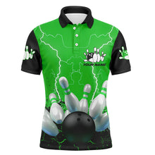 Load image into Gallery viewer, Green lightning Mens polo bowling shirts, Personalized men's bowling jerseys, bowling team jerseys NQS7280