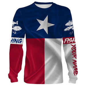 Texas Slam Redfish Puppy Drum, Speckled Trout, Flounder Texas State Flag Customize Name All Over Printed Shirts NQS444