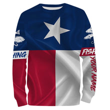 Load image into Gallery viewer, Texas Slam Redfish Puppy Drum, Speckled Trout, Flounder Texas State Flag Customize Name All Over Printed Shirts NQS444